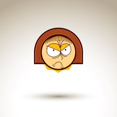Vector artistic colorful drawing of furious girl with hairstyle