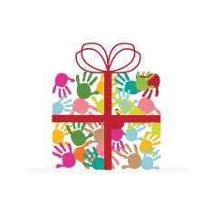 Gift box with hand prints