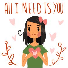 Romantic cute All I need is you postcard N2