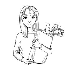 Hand drawn illustration Healthy eating secret of beauty N4