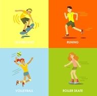 Summer activities sport and fitness concepts