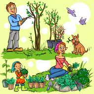 Happy family in garden