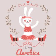 Sweet vector card - I love aerobics