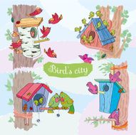 Bird&#039;s city Illustration