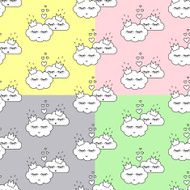 Seamless patterns with sleeping clouds in love