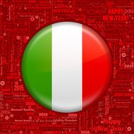Italian Flag on New Year Word Background