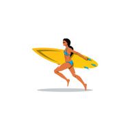 Beautiful surfer girl with surfboard sign Vector Illustration N3