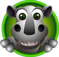 cute rhino head cartoon