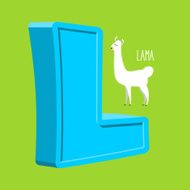 Letter &quot;L&quot; Animal Lama Animals Alphabet vector