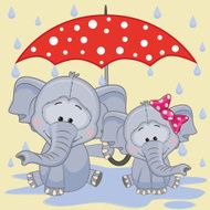 Two Elephants with umbrella