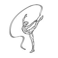 Creative silhouette of gymnastic girl Art gymnastics with ribbon vector