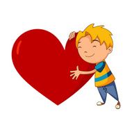 Kid hugging heart