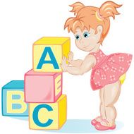 Little girl with cubes