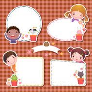 Set of four frames with cute cartoon kids