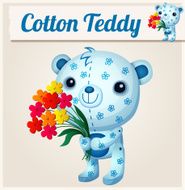 Blue cotton teddy bear Cartoon vector illustration Series of children