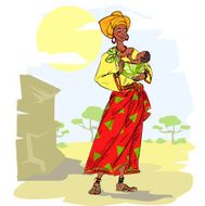 African woman with baby