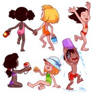 Kids on the beach Outline N5