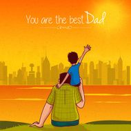 Father&#039;s Day greeting card with son and father