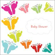 Butterfly with baby foot prints greeting card N2