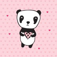 Hand drawn panda with heart