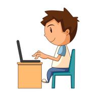 Child using laptop vector illustration