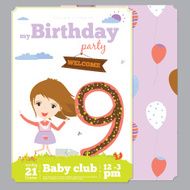 Birthday Party Invitation card template with cute anniversary numbers and N3