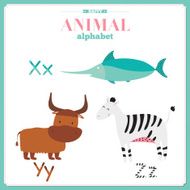 Cute vector zoo alphabet with cartoon and funny animals N5