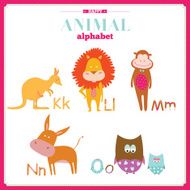 Cute vector zoo alphabet with cartoon and funny animals N6