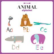 Cute vector zoo alphabet with cartoon and funny animals N8
