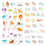 Cute vector zoo alphabet with cartoon and funny animals N10