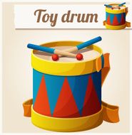 Vintage toy drum Cartoon vector illustration Series of children&#039;s
