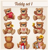 Teddy bears set Part 1 Cartoon vector illustration