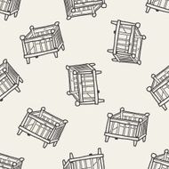 baby bed doodle seamless pattern background N2