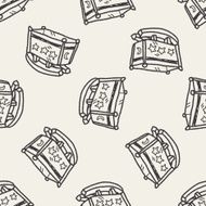 baby bed doodle seamless pattern background N3