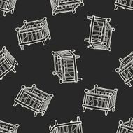 baby bed doodle seamless pattern background N4