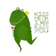 Fun Green Magic Frog Asking for Kiss Smiling