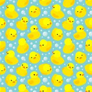 Seamless pattern with yellow rubber ducks