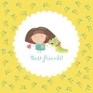 Little girl and her friend-caterpillar N2