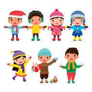 children winter boys and girls