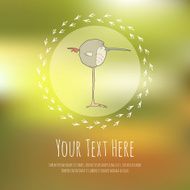 Hand drawn vector cartoon bird on blurred background Greeteng or N8