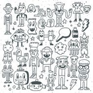 Cartoon wacky doodle set 1 Vector illustration Hand drawn