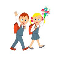 back to school boy and girl going schoo N2