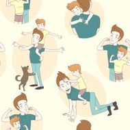 Festive seamless doodle pattern for father&#039;s day N2