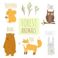 Set of forest animals