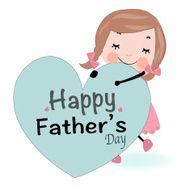 Father&#039;s day card cute girl holding heart vector