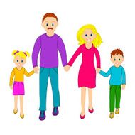 Happy family father mother son and daughter go together