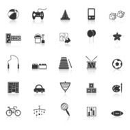 Toy icons with reflect on white background