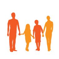 Family Silhouette Full Length Couple with Two Kids Embracing