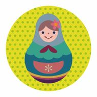 Matryoshka Russian traditional wooden doll vector pattern fl N40