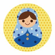 Matryoshka Russian traditional wooden doll vector pattern fl N41